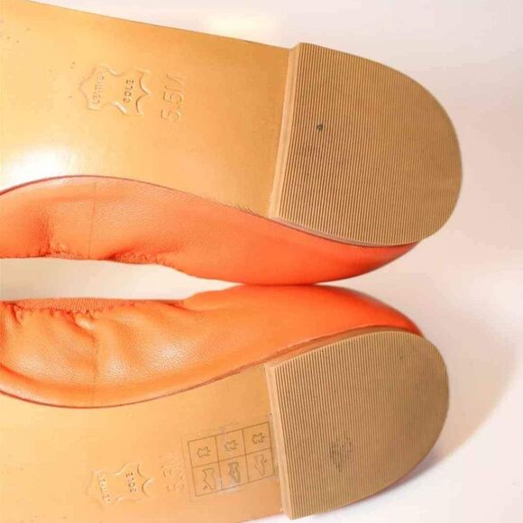 Tory Burch Designer Sedgewick Orange Ballet Flat Womens Leather Shoes Size 5.5 M - Picture 10 of 10